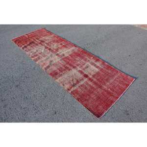 Vintage 3.3 X 9.5ft Rouge Brun Turc Tapis Classique Grande Surface Tapis Latex Patchwork Abstrait Rectangle Couloir Adolescent Chambre - Product Image 2