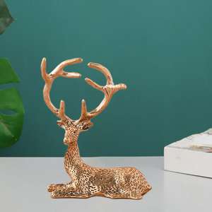 รูปปั้นกวางเรนเดียร์โบราณทำจากทองเหลืองแบบนั่งสำหรับตกแต่งคริสต์มาสรูปปั้นกวางเรนเดียร์หรูหรางานฝีมือสำหรับตกแต่งสวนในบ้าน - Product Image 2