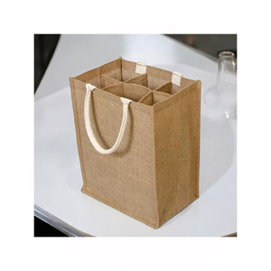 Sac fourre-tout en tissu de jute biologique de taille moyenne de haute qualité Mini sacs à bouteille de vin avec logo personnalisé Prix de gros à partir de toile indienne - Product Image 3