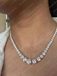 Collar de Tenis de Oro de 14 Quilates con Diamantes Grandes de 40 Quilates Cultivados en Laboratorio para Mujer, Cadenas Modernas con Claridad VVS VS, Graduación - Product Image 2