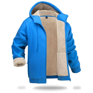 Sweat à capuche épais et chaud pour homme, en polyester/coton écologique, coupe-vent, tissé, uni, délavé à l'acide, pour l'automne et l'hiver - Product Image 5