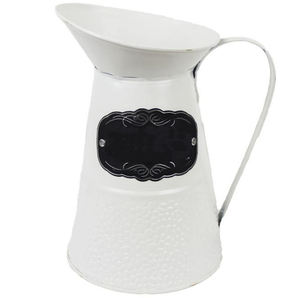 Super Special <b>White</b> Tapered Structured Metal Water Pitcher with Handle Pleasant Drinkware <b>Kettle</b> for Parties - Product Image 5
