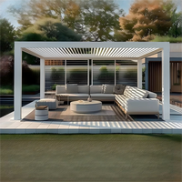 Système de protection solaire à lames orientables pour l'extérieur, imperméable, en aluminium, motorisé, au toit rétractable, pergola
