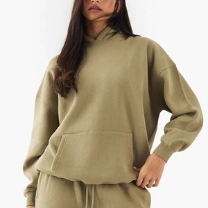 Fabrication en usine de sweats à capuche surdimensionnés 400GSM, épaules tombantes, manches longues, style ample, bas extensible, bordure côtelée sur le devant, écologique - Product Image 1