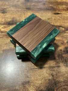 Sous-verres en résine faits à la main avec des types de bois exotiques - Product Image 3