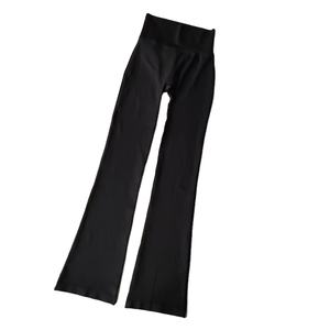 Pantalones de yoga de cintura alta, compresivos, sólidos, microacampanados, para exteriores, sin costuras, elásticos, transpirables, con elasticidad en cuatro direcciones, hasta el tobillo - Product Image 1