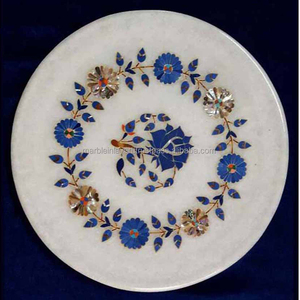 Plaque d'incrustation ronde en marbre blanc pur - Product Image 1