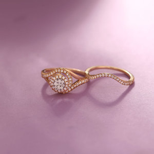 ชุดแหวนแต่งงานเพชร พร้อมตัวเลือกสีโรสโกลด์/ไวท์โกลด์/เยลโลว์โกลด์ สำหรับเพื่อนเจ้าสาวในงานแต่งงาน - Product Image 2