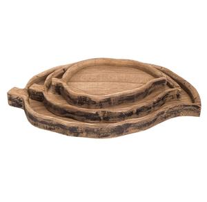 Juego de bandejas de hojas de madera de 3 aperitivos para servir frutas tallados a mano regalos para el hogar - Product Image 3