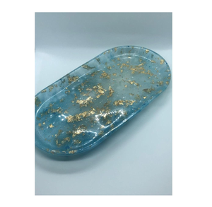 ถาดอาหารทำมือ ถาดเรซิ่นสีสันโดดเด่นพร้อมหูจับสีทอง ราคาโรงงานในอินเดีย ขายดีที่สุด - Product Image 1