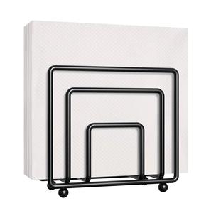 Porte-mouchoirs debout de forme carrée en métal de fer de couleur noire pour la maison et le mariage porte-serviettes décoratif de table - Product Image 1