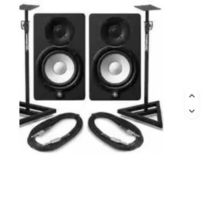 ORIGINAL HS8W 8 Powered <b>Studio</b> <b>Monitor</b> Speakers {Left & Right} With <b>Stand</b> and Cable - Product Image 1