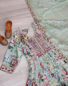 Venta caliente nuevo diseñador indio y pakistaní étnico Salwar Kameez con trabajo manual parte superior inferior y Dupatta incluido en el precio - Product Image 3