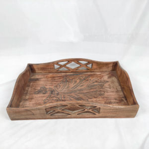 Bandeja de Servir Grande de Madera Rústica Pulida Hecha a Mano con Forma Personalizada, Ecológica, para Comida, Bebidas y Decoración del Hogar - Product Image 1
