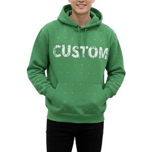 Sudadera con Capucha Holgada con Estampado de Logotipo Personalizado para Hombre, Sudadera con Capucha de Algodón Grueso Lavado al Ácido con Pedrería, Estilo Invernal - Product Image 1