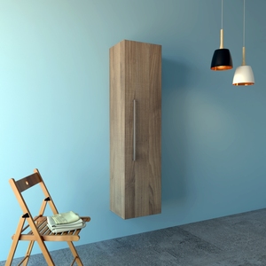 Italiano reversibile noce Tranché finitura colonna sospesa mobili da bagno con porta Pack collezione 1-Senna - Product Image 1