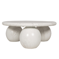 Table basse d'extérieur ronde moderne vietnamienne faite à la main en fibrociment, mobilier de salon avec logo personnalisé et design convertible