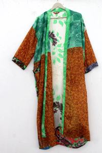 Mezcla de seda Chaqueta kimono de seda polivinílica Kimono vintage Bata corta de seda polivinílica - Product Image 4