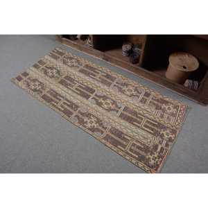 Tapis de 2,2 x 5,2 pieds, petit tapis turc, tapis persan brun - Product Image 3