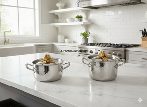 Olla de Cocina Estilo Martillado Plateada con Detalles en Oro y Plata, Cacerola Decorativa Hecha a Mano para Fiestas, Bodas y Celebraciones - Product Image 3