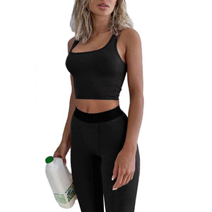 Ensemble de yoga pour femmes grande taille en couleur unie, marque privée - 100% coton, respirant, écologique, vêtements de sport deux pièces - Product Image 6