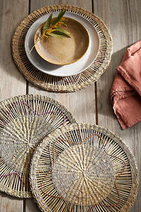 Eco-Friendly Boho Home Decor Handwoven Natural Seagrass Placemats and <b>Table</b> Charger for Dining <b>Table</b> <b>Bamboo</b> Material - Product Image 5