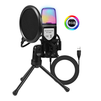 Microfono a Condensatore USB RGB con Supporto Antiurto per Streaming, Gaming, Podcast e Registrazione Vocale su Computer Desktop