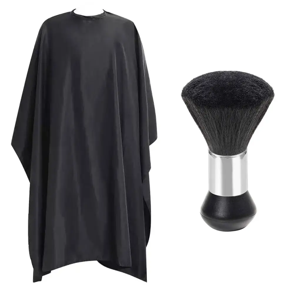 Hot Selling Barber Hair Dressing Salon Back Cape Waterproof hair Cape with neck Dusting Brush