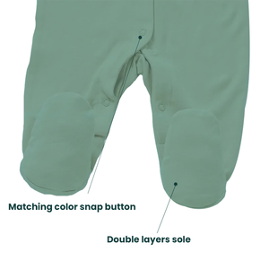 Combinaison pour bébés à pieds au prix de gros, barboteuse solide super douce avec boutons-pression pour tout-petits garçons - Product Image 6