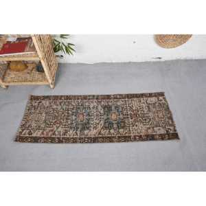 Alfombra de lana de área grande Vintage 1,6X4,3 pies marrón Beige patrón geométrico abstracto rectángulo Patchwork diseño látex para uso en pasillo - Product Image 3