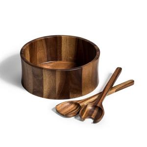 Juego de Tazones de Madera de Acacia Ecológicos Japoneses Anti-Escaldaduras, Plato Grande para Servir Frutas y Ensaladas, Cuchara Elegante - Fiesta Internacional - Product Image 5