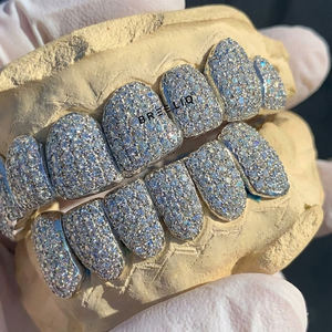 Grilles dentaires personnalisées en argent sterling 925, serties de diamants, style hip-hop, bijoux de luxe, taille ronde brillante, moissanite VS - Product Image 3