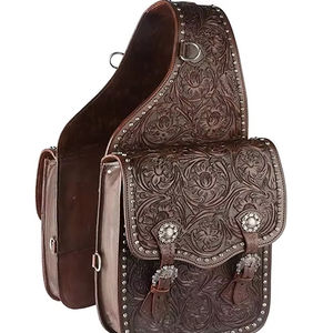 Bolsas de sillín de salto ecuestre de cuero genuino de alta calidad, ropa de equitación occidental mecanizada a mano para caballos - Product Image 1