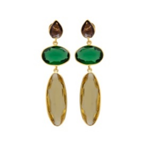 ยกระดับสไตล์ของคุณด้วยต่างหูแบบห้อยรูปวงรีชุบทองประดับอัญมณีหลายแบบมาร์เวล - Product Image 1