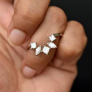 10k Gold Lab Grown <b>Diamond</b> Wedding Band Lab <b>Diamond</b> <b>Jewelry</b> Marquise & Princess <b>Diamond</b> Band Engagement Stack Ring Gift for Love - Product Image 2