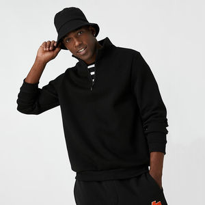 Sudadera de Forro Polar Personalizada de Manga Larga con Media Cremallera para Hombre, 100% Algodón, Talla Grande, Tinte Liso, Temporada de Invierno, Alta Calidad - Product Image 6