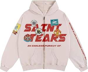 Sudadera con Capucha Personalizada con Logotipo, Versión Alta, Lavada, Estilo Vintage, Hip Hop, Pintada a Mano, Graffiti Urbano - Product Image 1