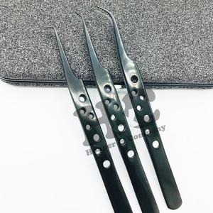 Pinzas para Pestañas Curvas con Punta Inclinada de Acero Inoxidable Plateado, Oferta de Venta Superior, Logotipo Personalizado, Antiestáticas, Herramientas de Belleza Duraderas - Product Image 3