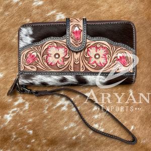 Recién llegado, cartera tallada a mano, funda de teléfono de embrague, elegante Cartera de cuero de piel de vaca, múltiples usos, carteras con estilo occidental - Product Image 1