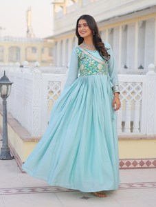 DESIGNER GEORGETTE FIL SEQUENCE ROBE DE TRAVAIL AVEC DUPATTA NOIR Pishwas Anarkali Gharara - Product Image 5