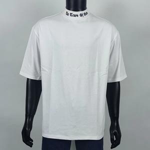 Camiseta con Estampado de Logotipo Personalizado en el Cuello, 100% Algodón, Grueso, 320 g/m², Estilo Holgado, Cuello de 2 Pulgadas, Modelo 2026 - Product Image 4