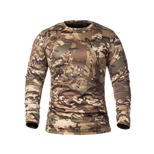 T-shirt de chasse en coton softshell décontracté à manches longues imprimé avec des animaux sauvages, technologie de matériau Bayer pour tous les jours - Product Image 1