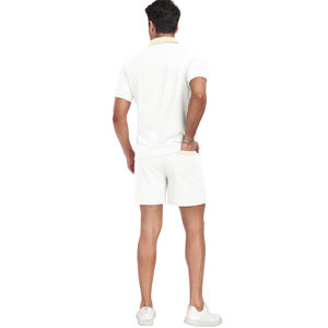 Ropa de calle de verano, conjunto corto de 2 piezas con logotipo personalizado para hombre, camiseta de manga corta con cuello alto de alta calidad, pantalones cortos, conjunto de talla grande para hombre - Product Image 6