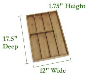 Modern Bamboo Wooden Handmade Cutlery <b>Drawer</b> Organizer with Multiple Compartments Kitchen Spoon Fork Knife <b>Storage</b> Tray - Product Image 5