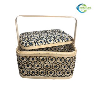 PANIERS DE RANGEMENT rectangulaires élégants en BAMBOU avec des motifs floraux uniques pour les cadeaux et la décoration intérieure Panier de rangement de fruits Panier cadeau - Product Image 4