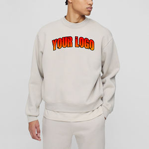 OEM/ODm 100% algodón liso pulóver cuello redondo sudadera logotipo personalizado impreso manga larga caída hombro básico sudadera para hombres - Product Image 1