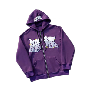 Sudadera con capucha Varsity personalizada 2025 para hombre, de tamaño XL Sudadera de alta calidad con cremallera, logotipo bordado en la parte delantera, bolsillo con estampado de letras personalizado - Product Image 1