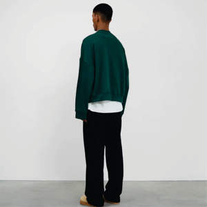 Sweat de luxe à col montant de haute qualité Sweat-shirt en coton biologique lourd Sweat-shirt à col rond surdimensionné vierge avec logo personnalisé - Product Image 6