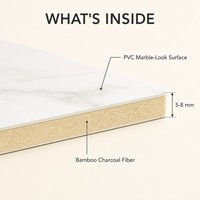 Panneau mural en bambou et charbon de bois, aspect marbre mat, pour bureaux, hôtels, suites et décorations intérieures de fond de télévision