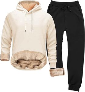 Sweat à capuche unisexe en coton avec doublure en fourrure et pantalon de survêtement Ensemble de vêtements de sport - Product Image 1